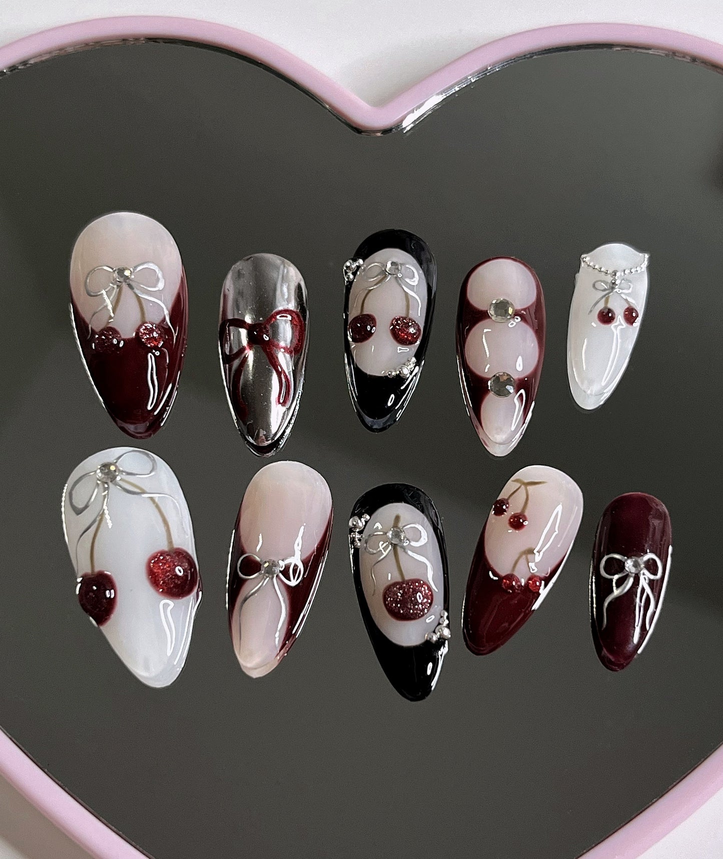 Dark Cherries and Bows Set