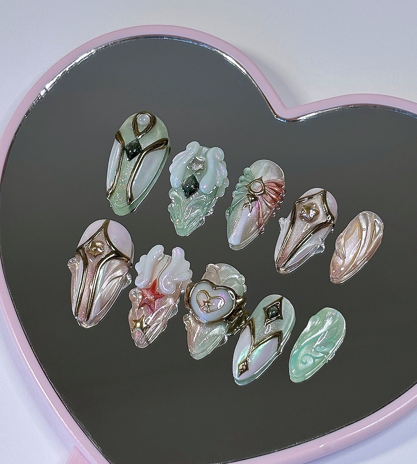 Green + Orange Dreamwings Set - Valorant Inspired Press-On Nails