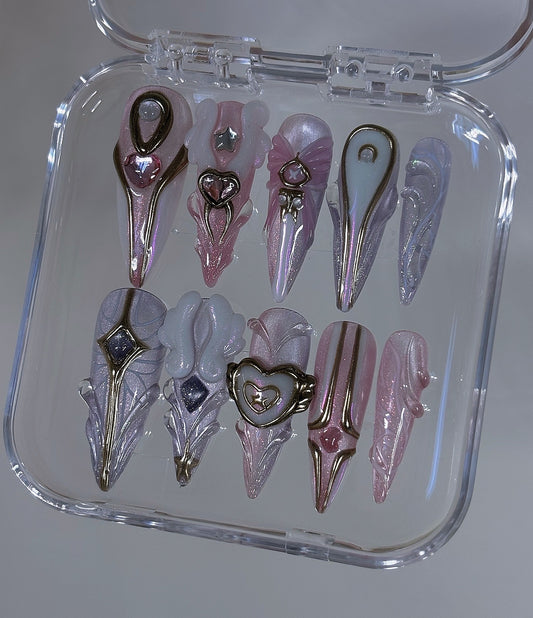 Pink + Purple Dreamwings Set - Valorant Inspired Press-On Nails