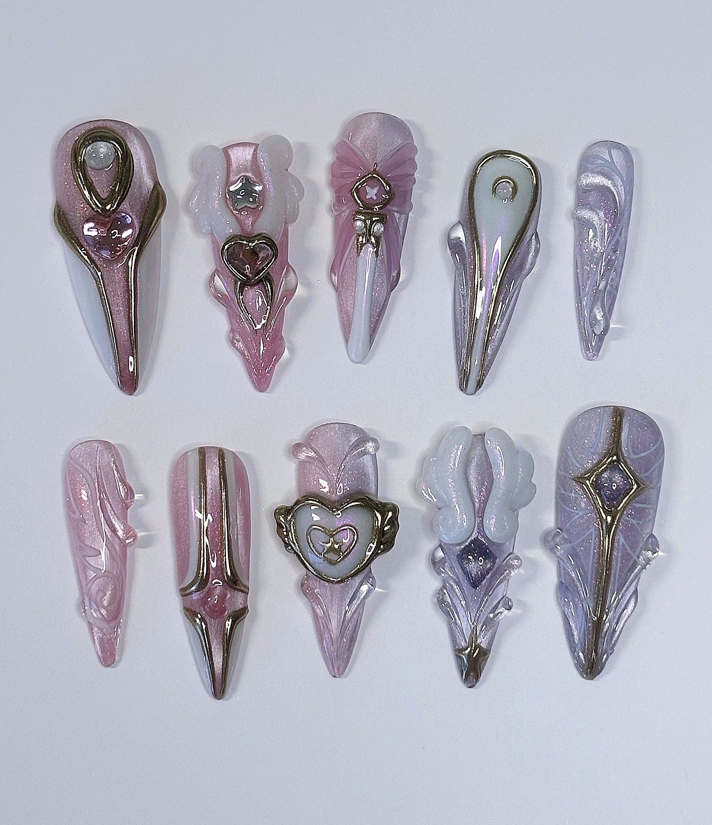 Pink + Purple Dreamwings Set - Valorant Inspired Press-On Nails